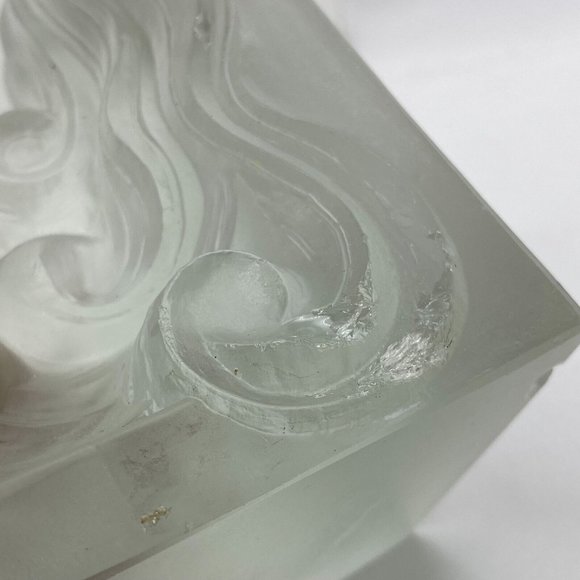 ART DECO CZECH FROSTED ART GLASS BOOKENDS CZECHOSLOVAKIA SIGNED 4"L X 3"W X 5"H - Picture 12 of 14